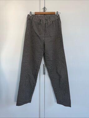 Ganni Black & White Gingham Straight-Leg Pants